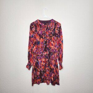 White House Black Market Women's Medium Petite Orange & Purple Dress